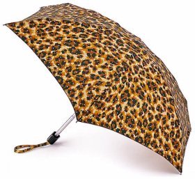 Мини-зонт женский Fulton L501 Tiny-2 Bling Leopard (складной, коричневый с леопардовым принтом) 93922