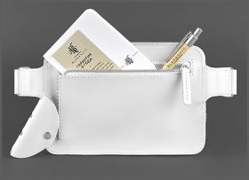 Поясная сумка белого цвета из качественной кожи BlankNote Dropbag Mini (12787)