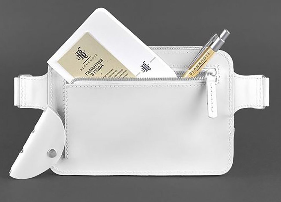 Поясна сумка білого кольору з якісної шкіри BlankNote Dropbag Mini (12787)