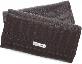 Місткий гаманець коричнево-червоного кольору з якісної шкіри KARYA (1018-57)