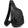Черная мужская сумка-слинг через плечо из кожзаменителя под экзотику Vintage (20505) - 1