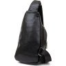 Черная мужская сумка-слинг через плечо из кожзаменителя под экзотику Vintage (20505) - 2