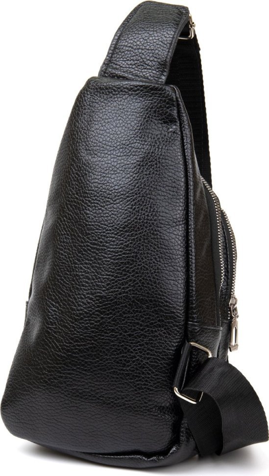 Чорна чоловіча сумка-слінг через плече зі шкірозамінника під екзотику Vintage (20505)