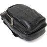 Черная мужская сумка-слинг через плечо из кожзаменителя под экзотику Vintage (20505) - 4