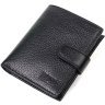 Черное компактное мужское портмоне из натуральной кожи флотар с хлястиком на кнопке BOND (2422005) - 1