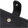 Чорне компактне чоловіче портмоне з натуральної шкіри флотар з хлястиком на кнопці BOND (2422005) - 3