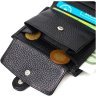 Черное компактное мужское портмоне из натуральной кожи флотар с хлястиком на кнопке BOND (2422005) - 6