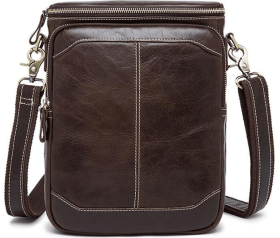 Модна чоловіча сумка-месенджер з натуральної шкіри коричневого кольору Vintage (20023)