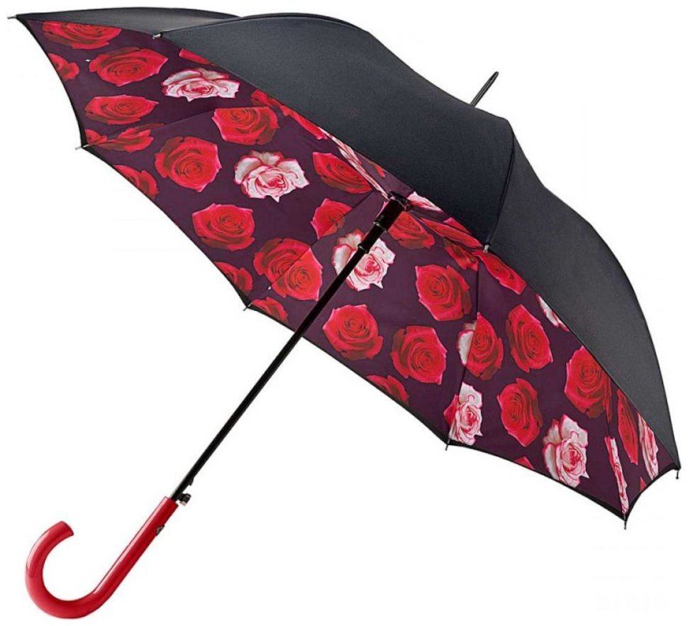 Женский зонт-трость Fulton L754-041260 Bloomsbury-2 Floating Roses (Черный с принтом роз) 94322 modnotak фото №1