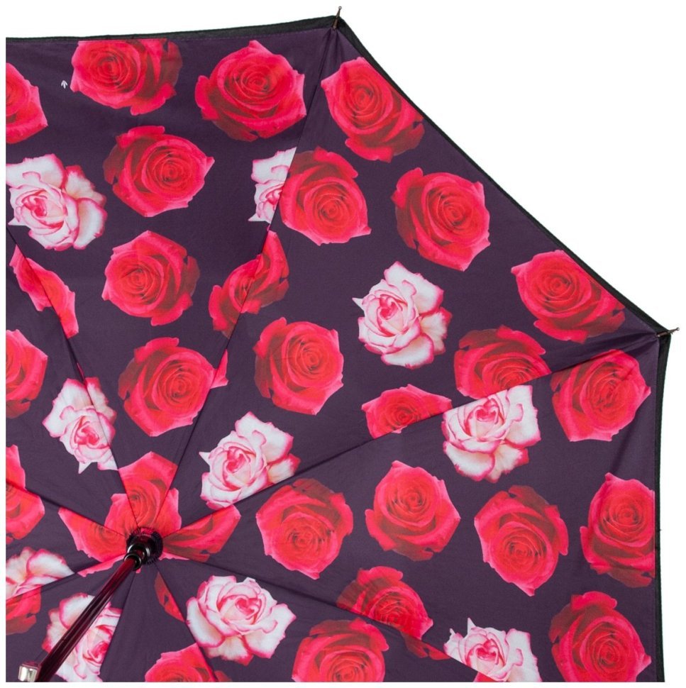 Женский зонт-трость Fulton L754-041260 Bloomsbury-2 Floating Roses (Черный с принтом роз) 94322 modnotak фото №7