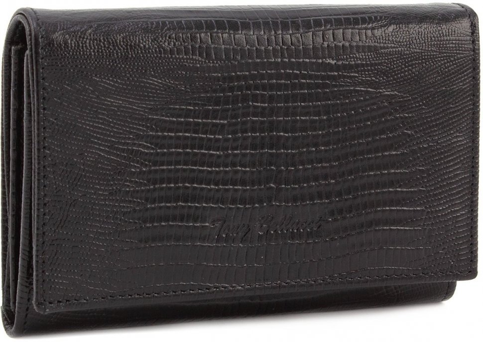 Черный кошелек из натуральной кожи с тиснением под змею Tony Bellucci (10754)