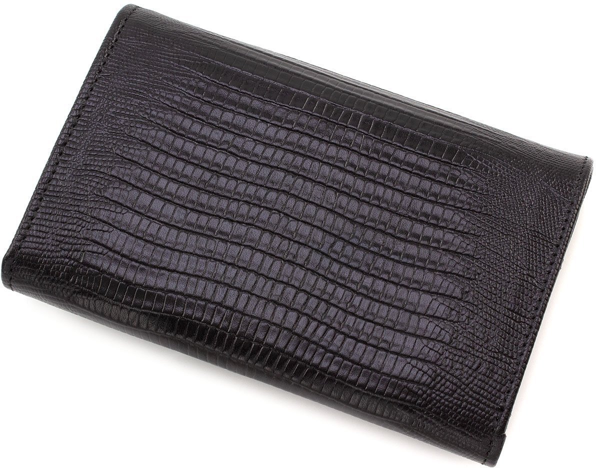 Черный кошелек из натуральной кожи с тиснением под змею Tony Bellucci (10754)