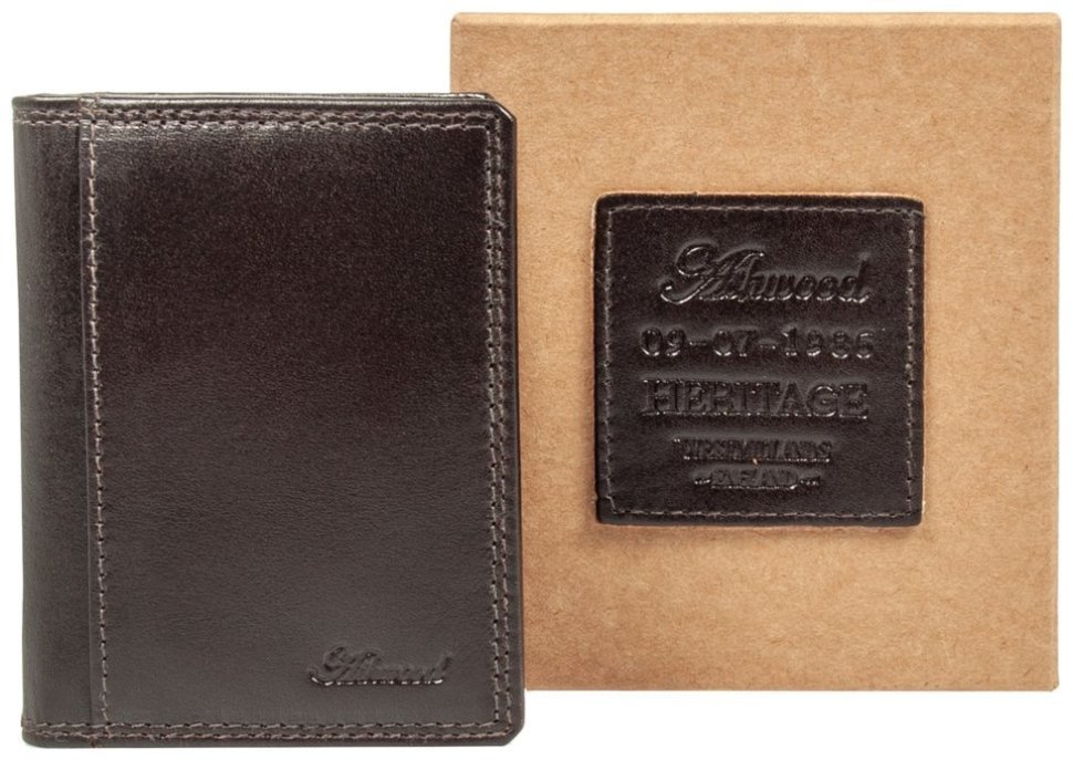 Мужской картхолдер из натуральной гладкой кожи Ashwood 94422 коричневого цвета modnotak фото №6