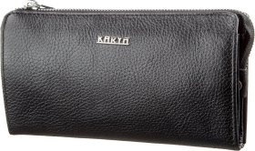 Якісний гаманець-клатч із натуральної шкіри чорного кольору KARYA (2417388)
