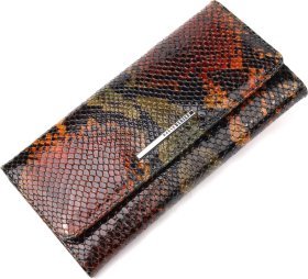 Разноцветный женский кошелек из натуральной фактурной кожи под змею KARYA (2421008)