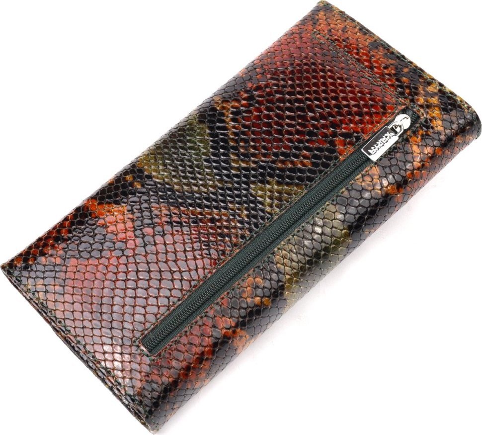 Разноцветный женский кошелек из натуральной фактурной кожи под змею KARYA (2421008)