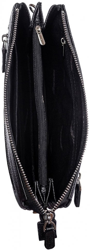 Компактная мужская барсетка черного цвета из натуральной кожи Desisan (1011-01)