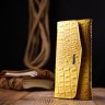 Яркий желтый женский кошелек из натуральной кожи с фактурой под крокодила KARYA (2421108) - 7