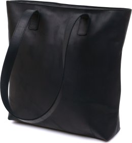 Чорна сумка-шоппер великого розміру з вінтажної шкіри Shvigel (16347)