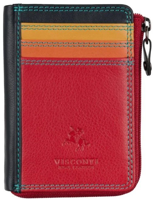 Женский картхолдер из натуральной фактурной кожи с окошком для ID документа Visconti RB110 94922 (черный, разноцветный) modnotak фото №1