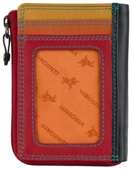 Женский картхолдер из натуральной фактурной кожи с окошком для ID документа Visconti RB110 94922 (черный, разноцветный) modnotak фото №2