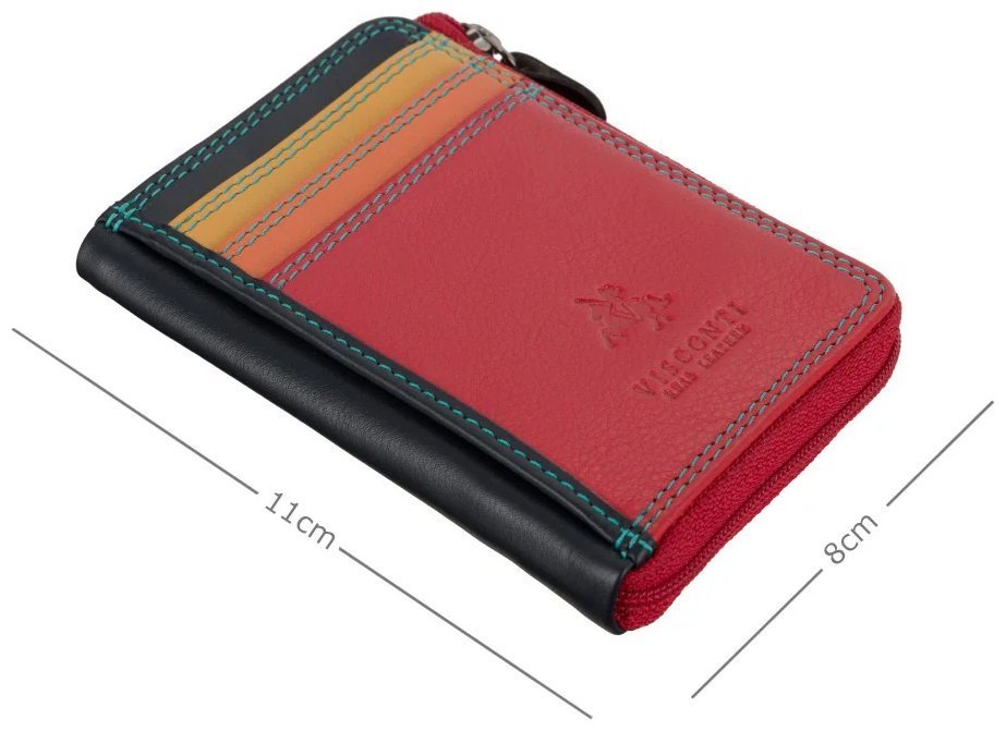 Женский картхолдер из натуральной фактурной кожи с окошком для ID документа Visconti RB110 94922 (черный, разноцветный) modnotak фото №3