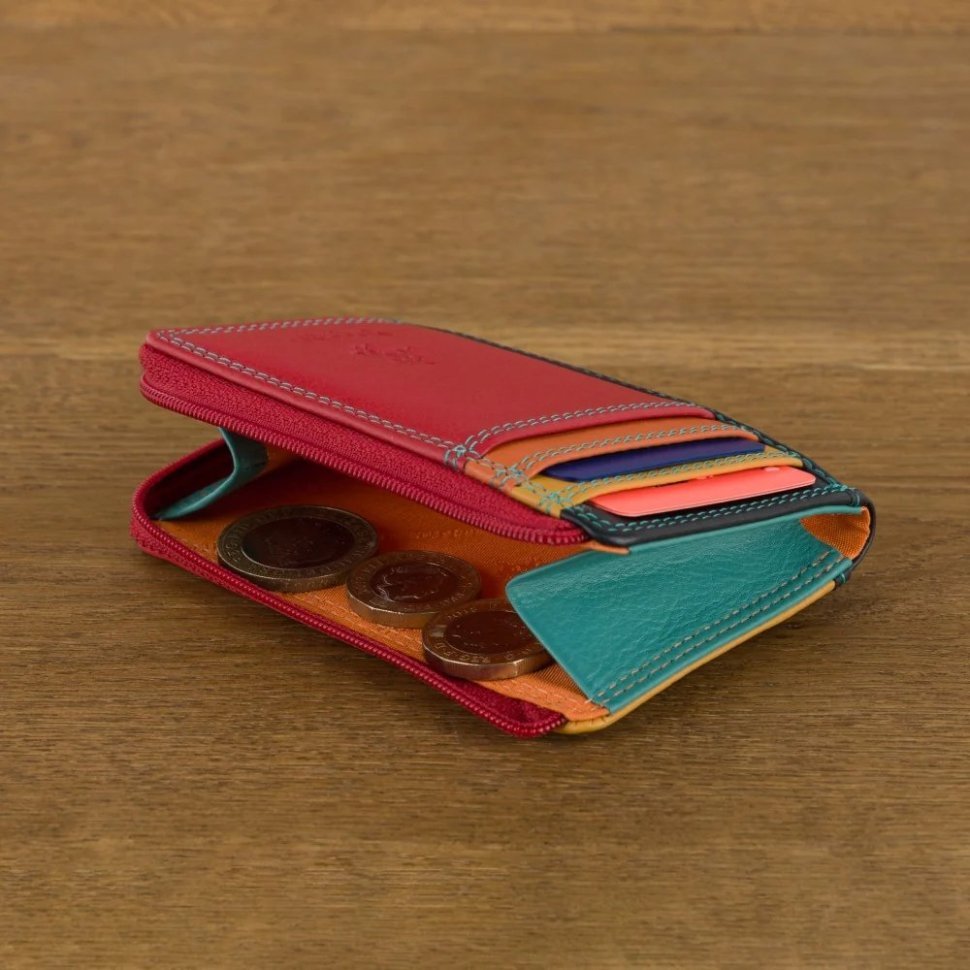 Женский картхолдер из натуральной фактурной кожи с окошком для ID документа Visconti RB110 94922 (черный, разноцветный) modnotak фото №5