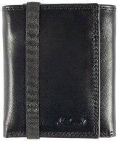 Мужское портмоне из натуральной гладкой кожи на резинке Ashwood 1265 VT черного цвета 95422