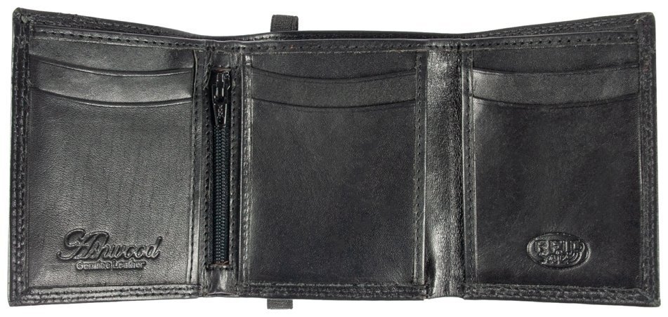 Мужское портмоне из натуральной гладкой кожи на резинке Ashwood 1265 VT черного цвета 95422 modnotak фото №3