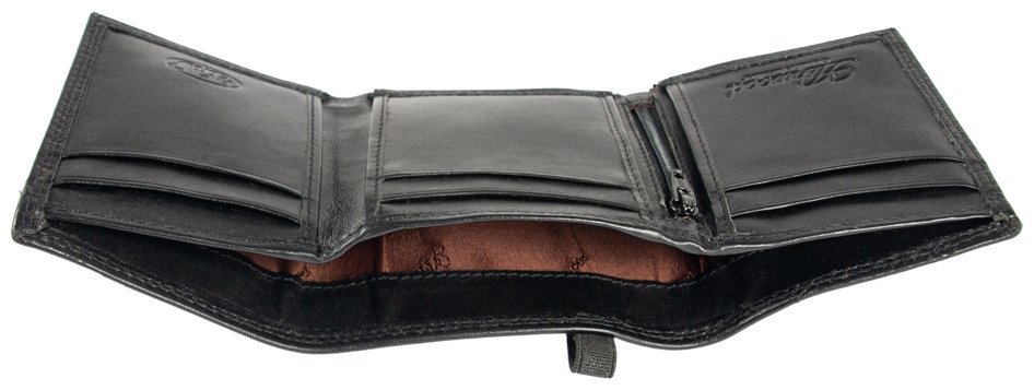 Мужское портмоне из натуральной гладкой кожи на резинке Ashwood 1265 VT черного цвета 95422 modnotak фото №4