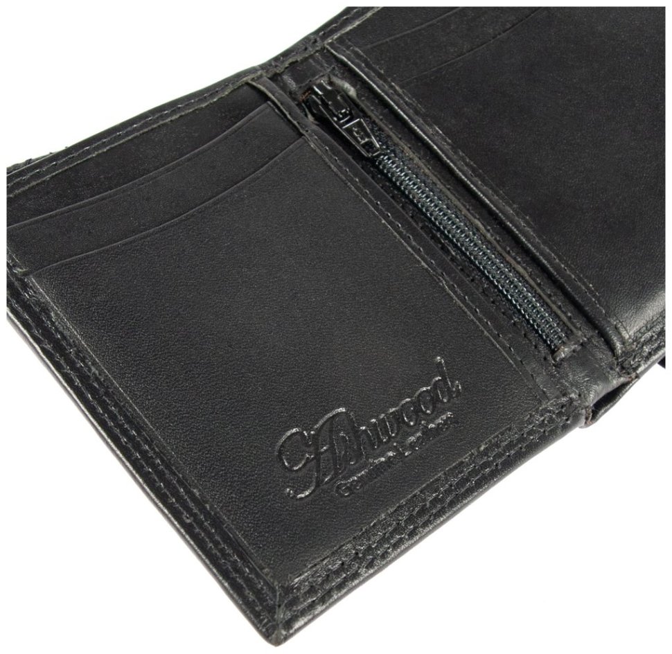Мужское портмоне из натуральной гладкой кожи на резинке Ashwood 1265 VT черного цвета 95422 modnotak фото №5