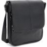 Мужская наплечная сумка из гладкой кожи черного цвета с клапаном Ricco Grande (56022) - 1