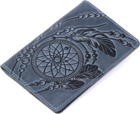 Синяя обложка на паспорт из натуральной кожи с рисунком SHVIGEL (2413795)