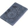 Синяя обложка на паспорт из натуральной кожи с рисунком SHVIGEL (2413795) - 3