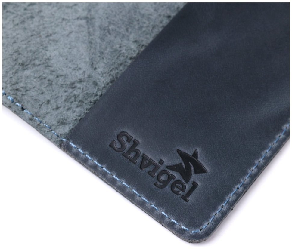 Синя обкладинка на паспорт із натуральної шкіри з малюнком SHVIGEL (2413795) modnotak фото №17