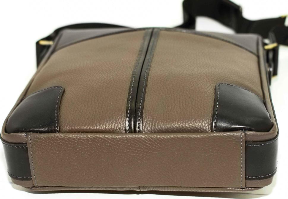 Стильная мужская наплечная сумка серая с черными вставками VATTO (11863)