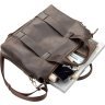 Коричневая мужская сумка-портфель из натуральной кожи крейзи хорс с ручками SHVIGEL (2411105) - 3