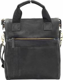 Мужская сумка черного цвета из винтажной кожи Крейзи VATTO (12063)