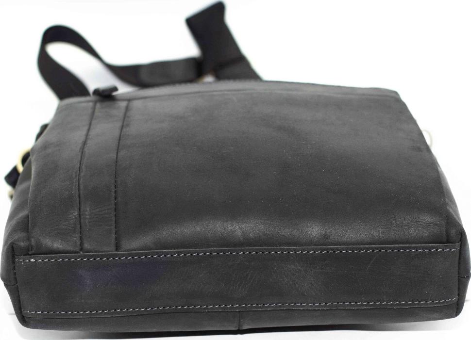 Чоловіча сумка чорного кольору з вінтажній шкіри Крейзі VATTO (12063)