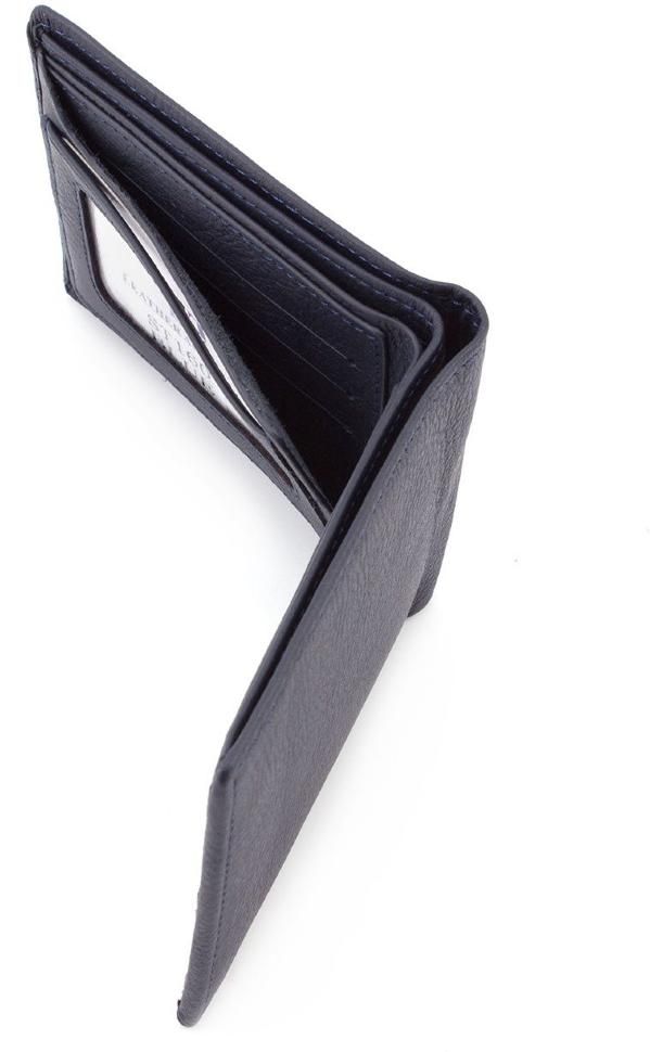 Синий кожаный кошелек без застежки ST Leather (18437)