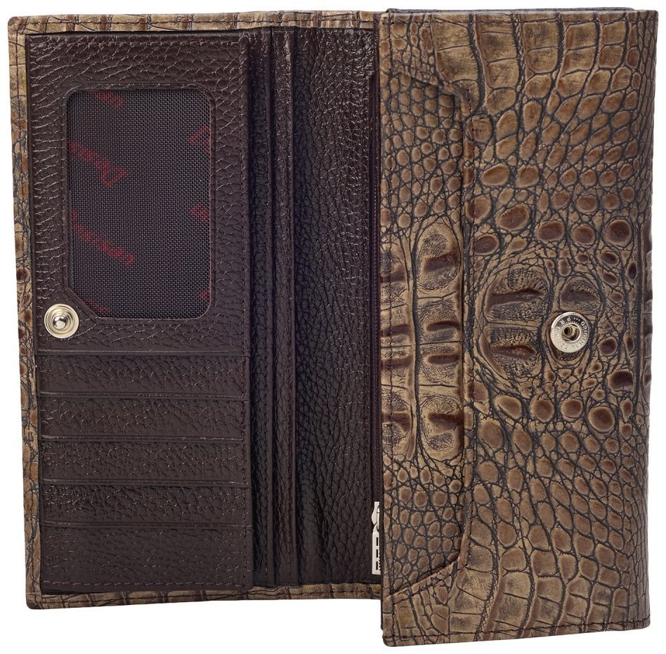 Вместительный женский кошелек из натуральной кожи с фактурой под крокодила Desisan 106722 бежевого цвета фото №4 Вместительный женский кошелек из натуральной кожи с фактурой под крокодила Desisan 106722 бежевого цвета modnotak фото №4