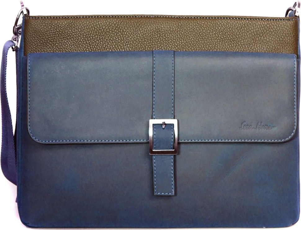 Стильная мужская сумка через плечо синяя Issa Hara B17 (12-33)