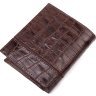 Темно-коричневое портмоне для мужчин из натуральной кожи с тиснением под крокодила KARYA (2421324) - 2