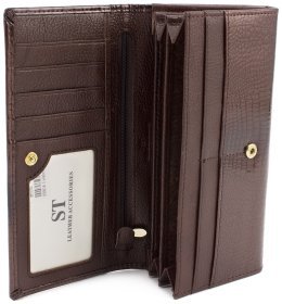 Коричневый лаковый кошелек с наружной монетницей ST Leather (16281)