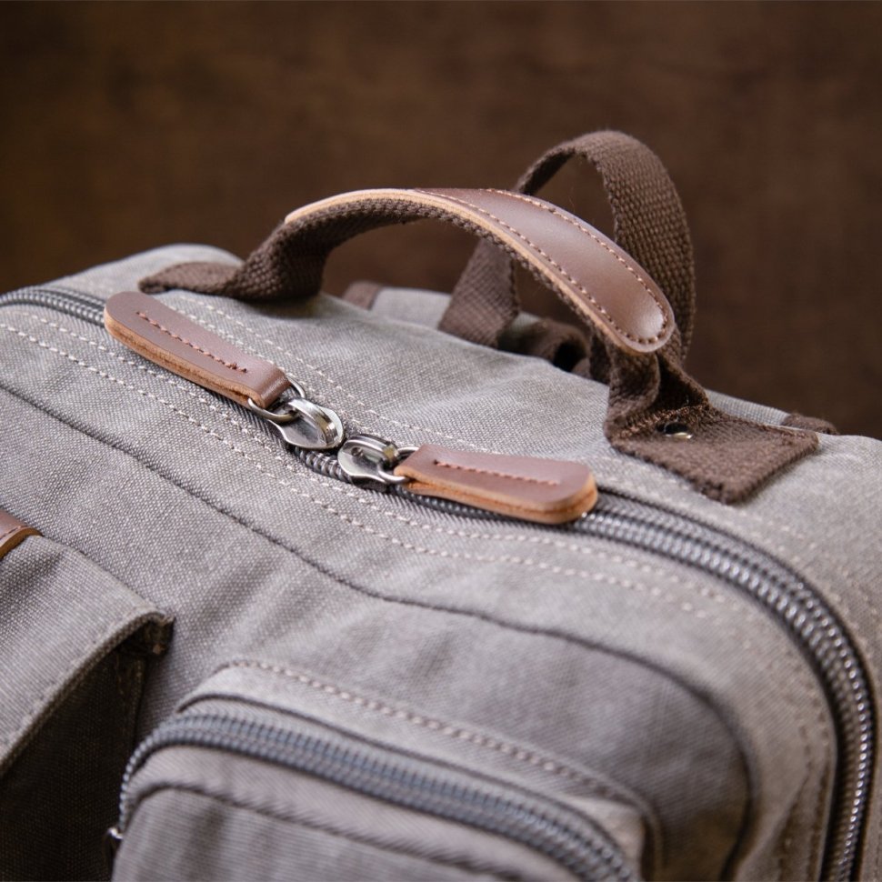 Серый рюкзак из качественного текстиля с множеством карманов Vintage (20618) 