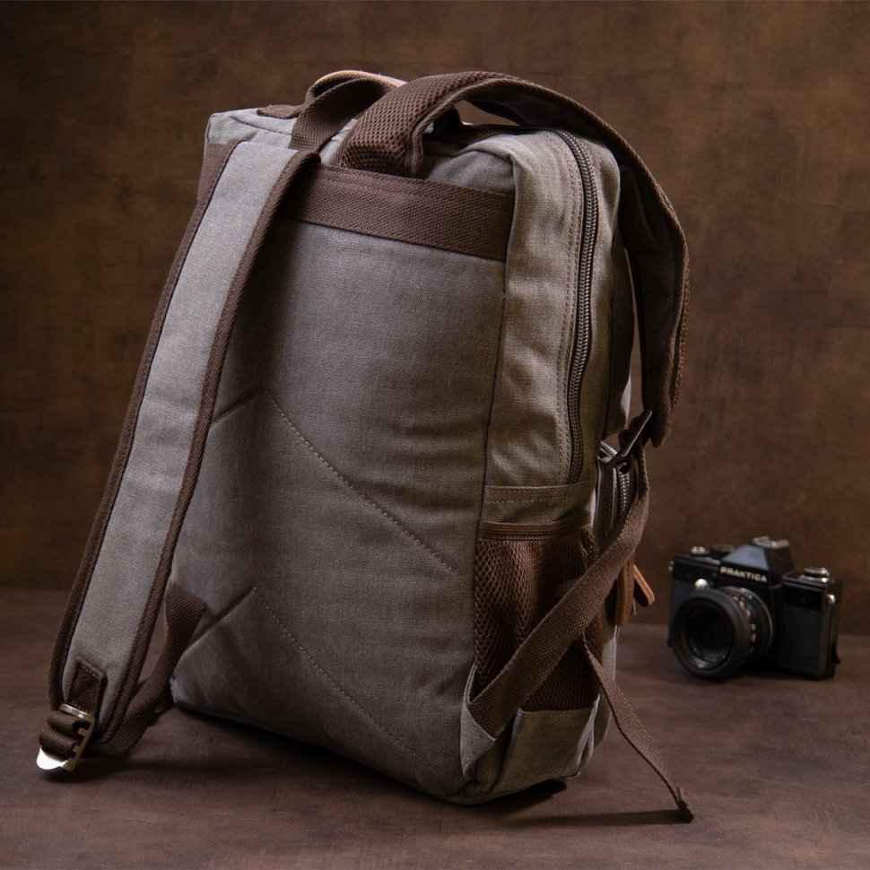 Сірий рюкзак з якісного текстилю з безліччю кишень Vintage (20618)