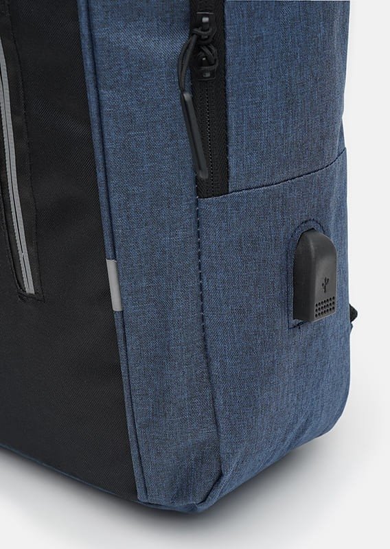Стильный мужской синий рюкзак из текстиля с сумкой и кошельком в комплекте Monsen (22155)