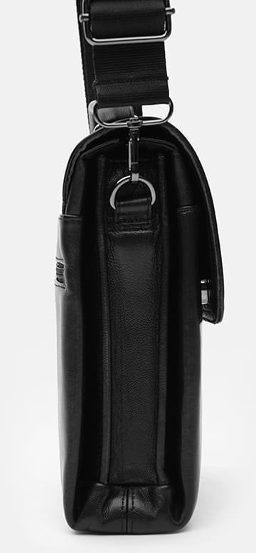 Чоловіча сумка-барсетка невеликого розміру з гладкої шкіри у чорному кольорі Ricco Grande (22077)