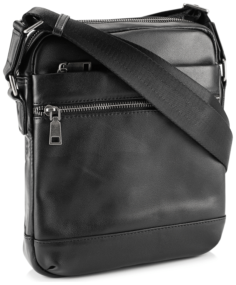 Чоловіча сумка-планшет із натуральної шкіри гладкого типу на блискавці Tiding Bag 77622