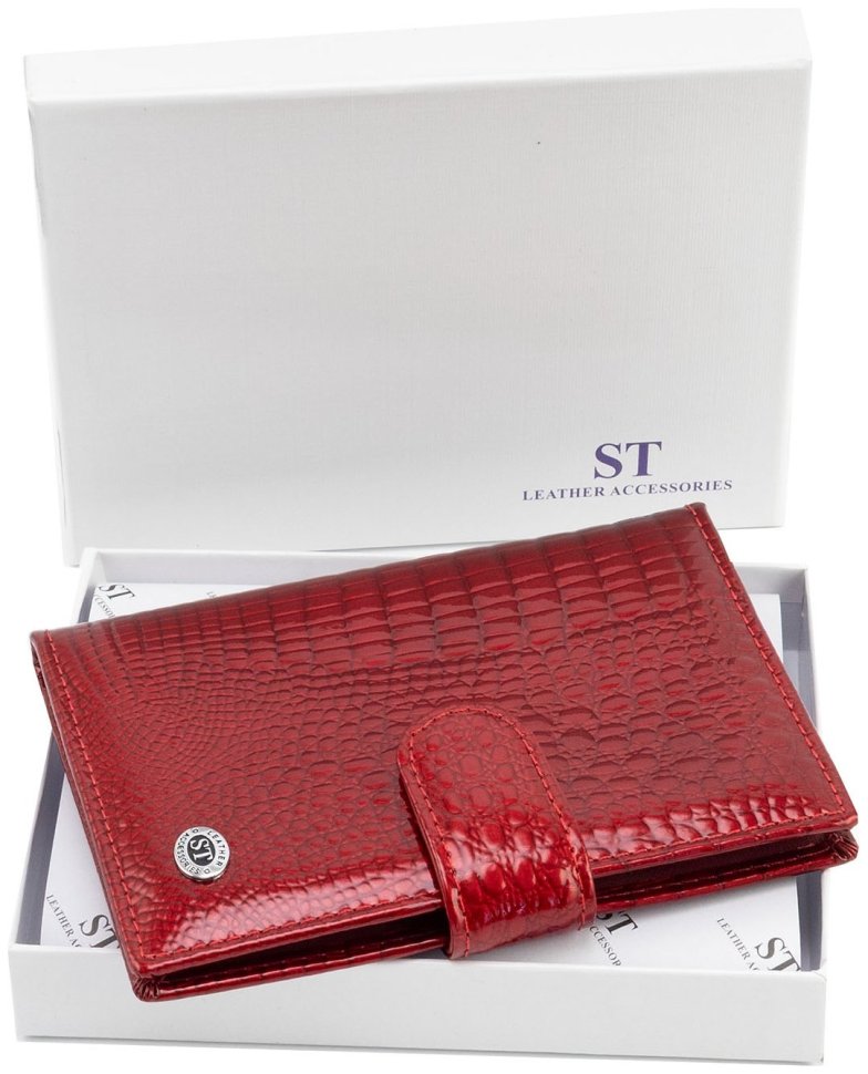 Обложка из лаковой кожи для паспорта и отделений для карточек ST Leather 97722 Красный цвет фото №6 Обложка из лаковой кожи для паспорта и отделений для карточек ST Leather 97722 Красный цвет modnotak фото №6